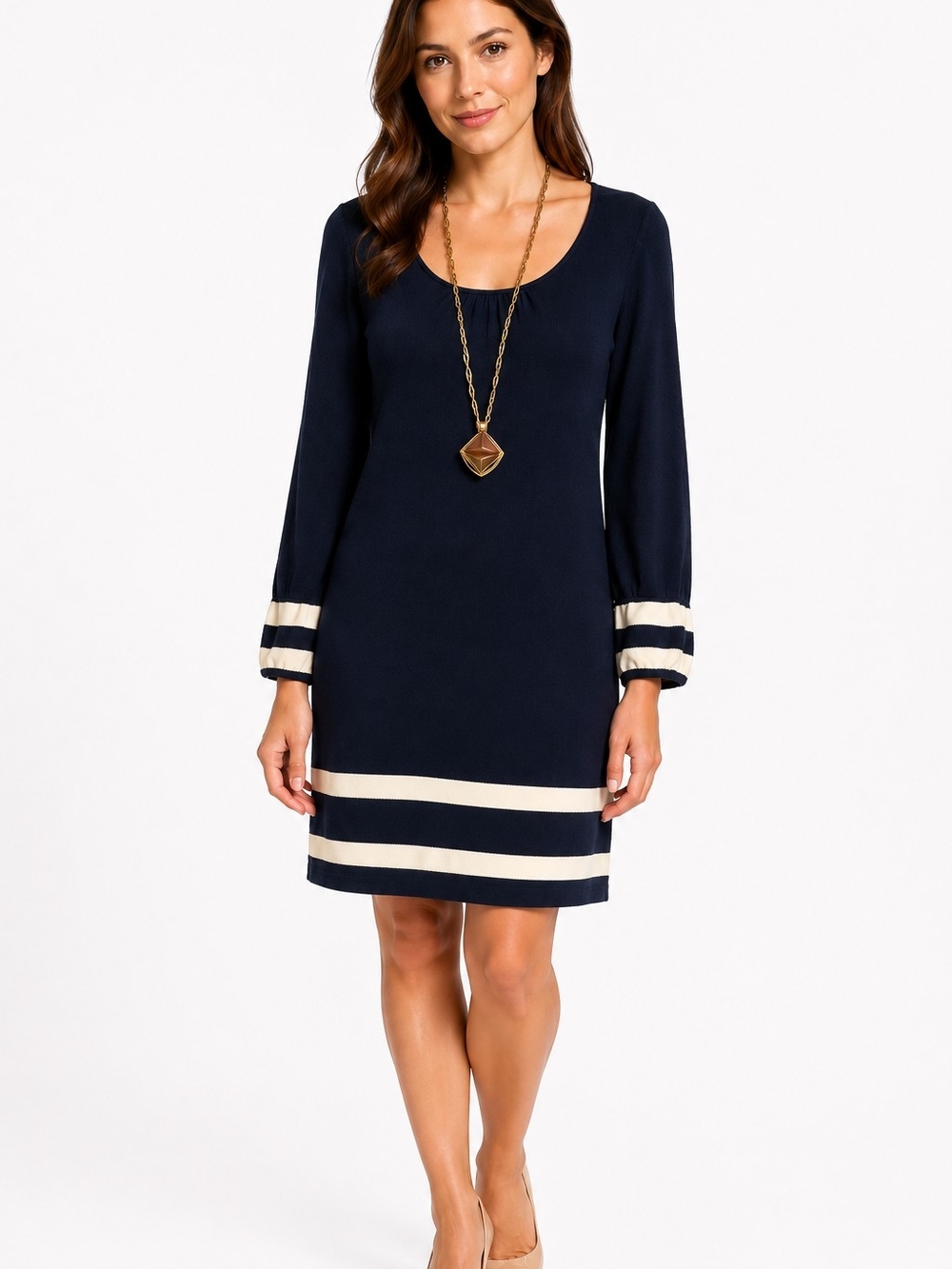 Lilly Pulitzer Merino Wool Sweater Dress Black Ivory Stripe Medium
